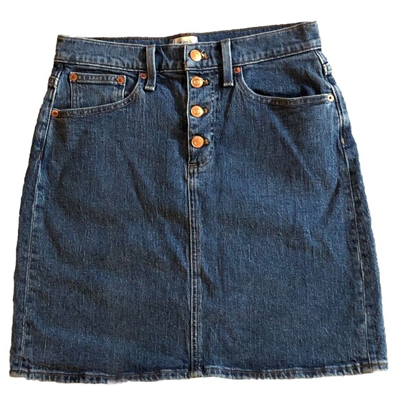 J.Crew Denim Mini Jean Skirt Womens Sz 26 High Waist Button Dark Wash 5 Pocket - Picture 3 of 16